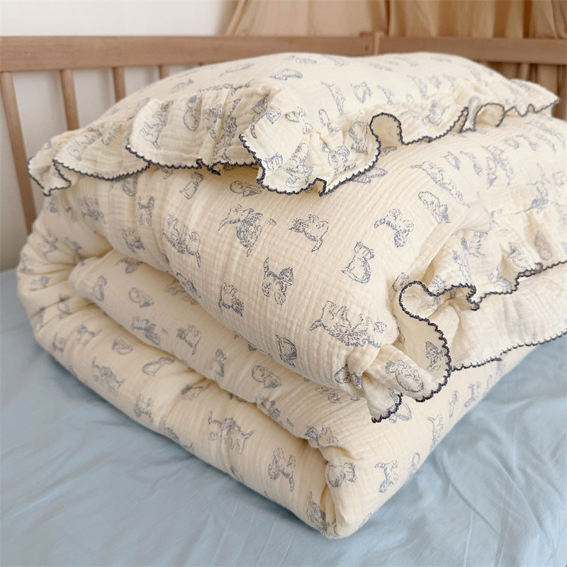 Kitty Duvet Cover Set – Ruffled Cotton Muslin kids bedding set