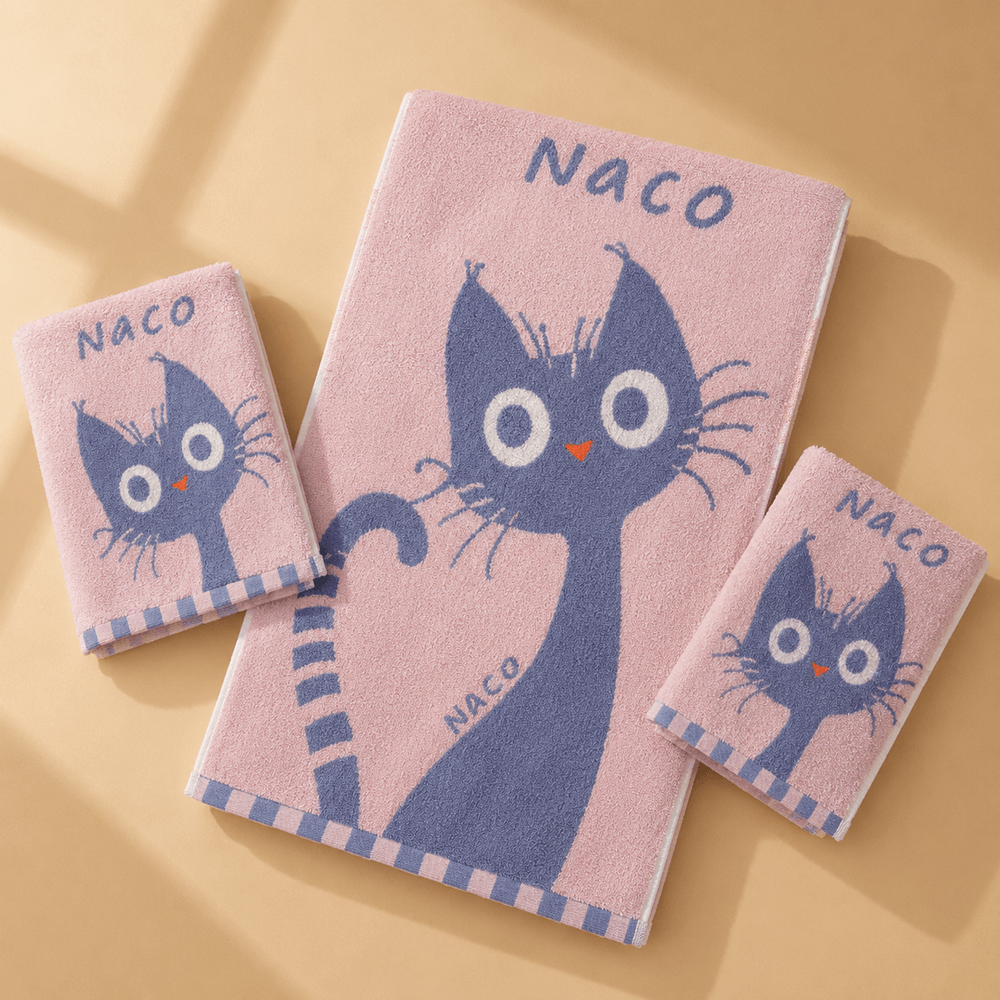 Cute Cat Bath Towel Set – 100% Cotton