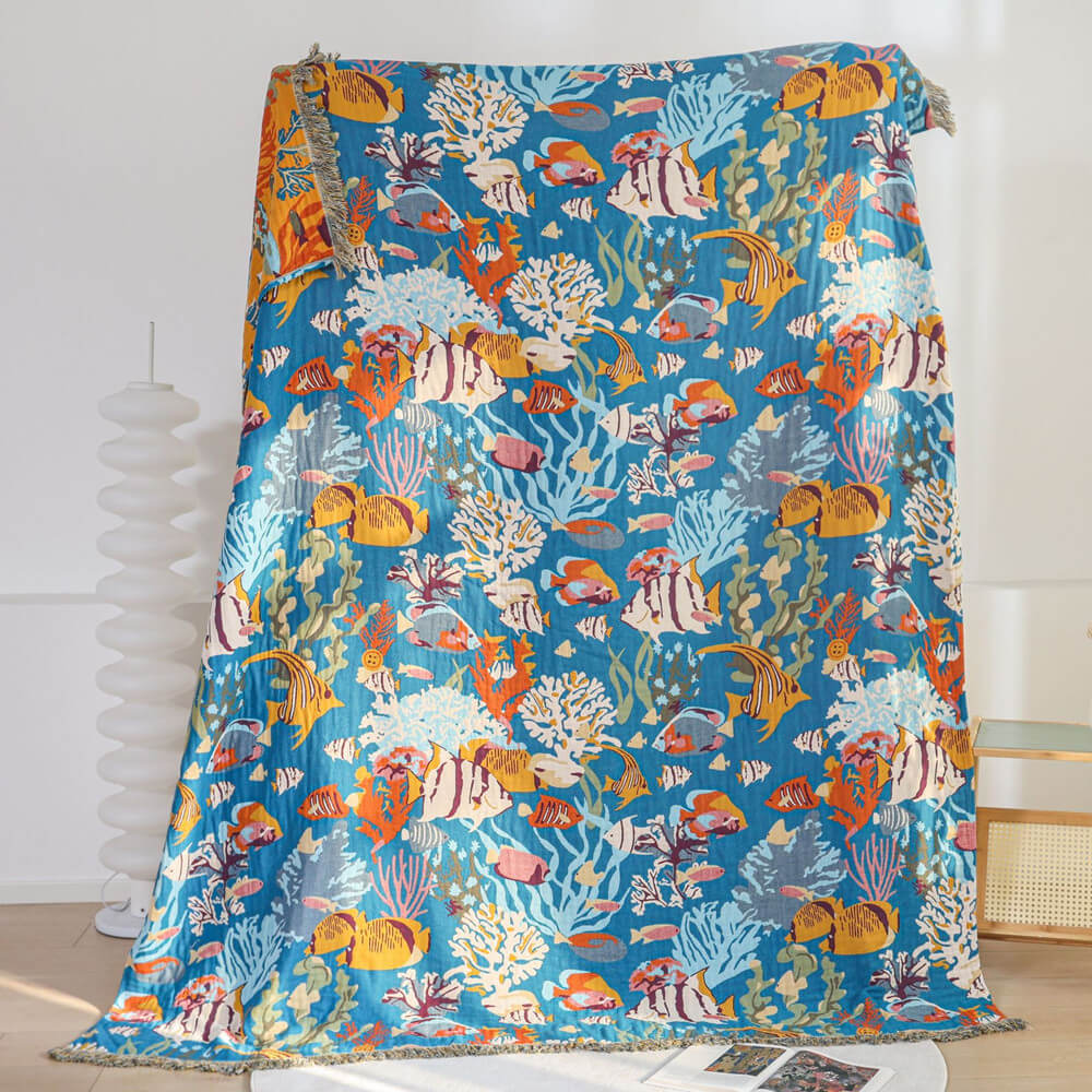 Ocean Dreams Throw Blanket for Kids – Reversible Jacquard