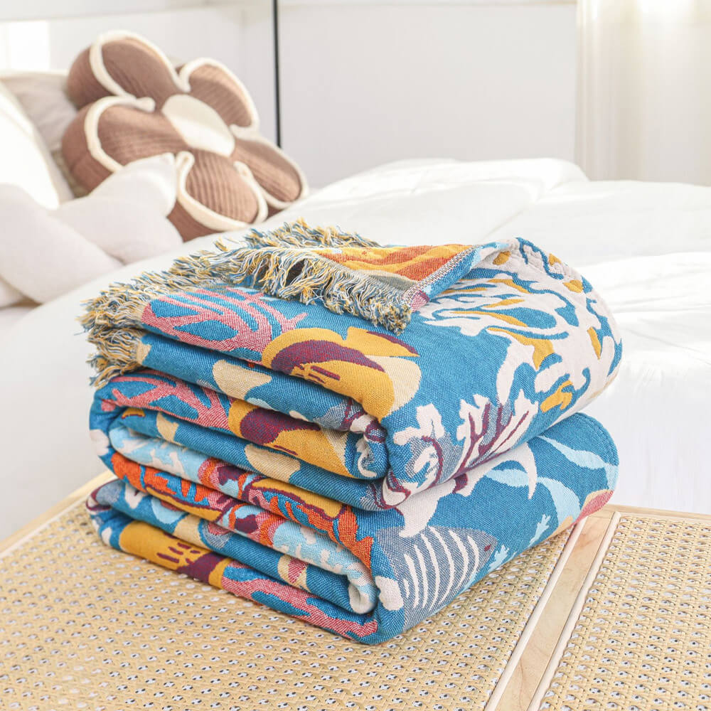 Ocean Dreams Throw Blanket for Kids – Reversible Jacquard