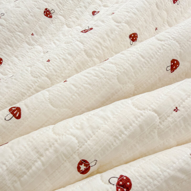 Quilted Ruffled Bed Skirt with Floral Lace Trim