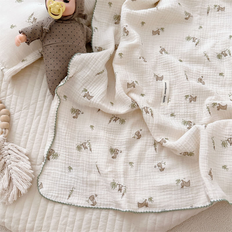 Cotton Muslin Baby Blanket Rabbit print