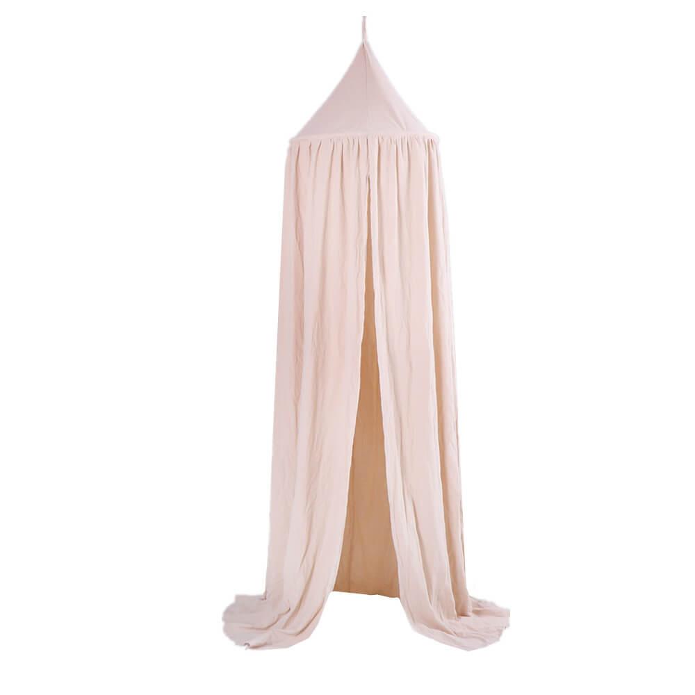 beige cotton crib canopy, shown against a white background.