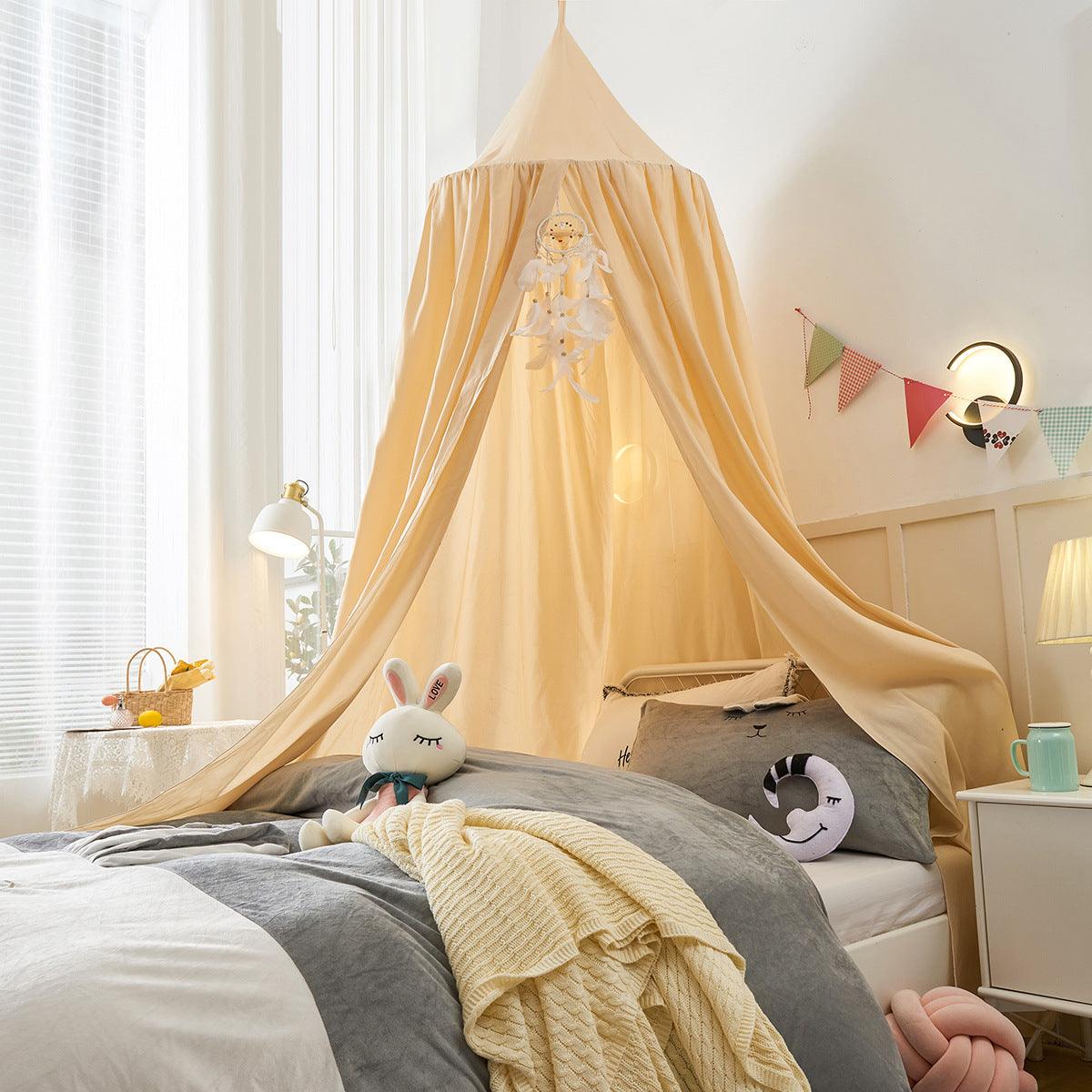 Solid Color Kids Bed Canopy — Nursery Room Decor khaki