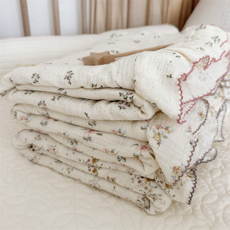 Cotton Floral Bedding Set for Girls – Ruffled Muslin Duvet Cover