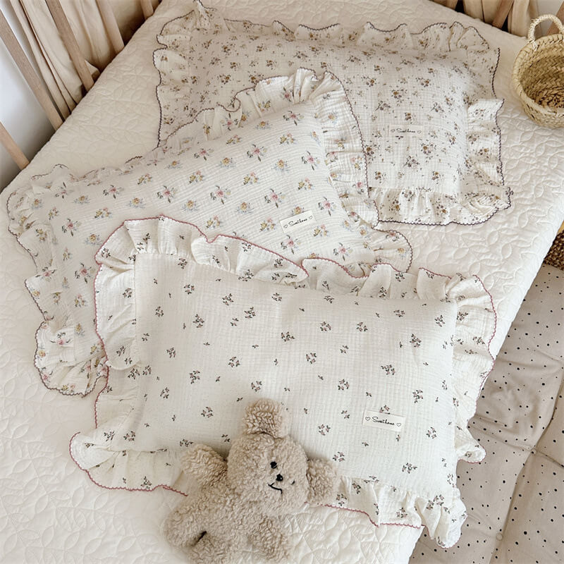 Cotton Floral Ruffled Pillowcase