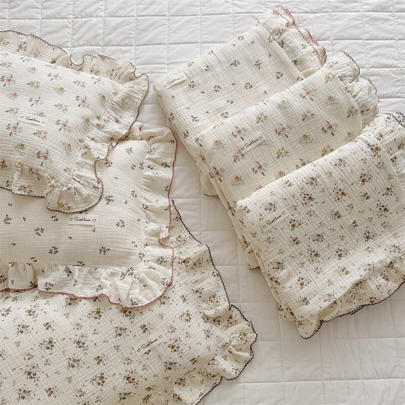 Cotton Floral Bedding Set for Girls – Ruffled Muslin