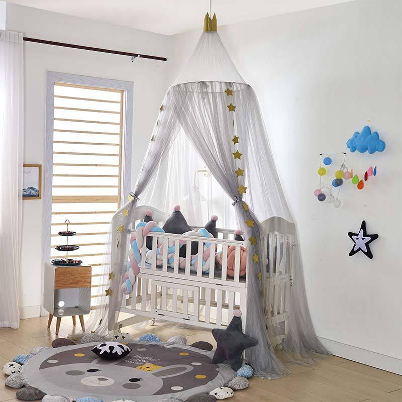crib cover tent Crib Mosquito Net Canopy – Mesh Nursery Bed Tent Grey