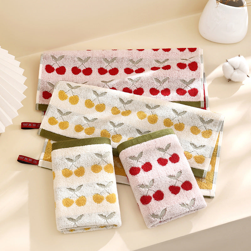 Cherry Cotton Towel Set – Face, Wash & Bath Towels