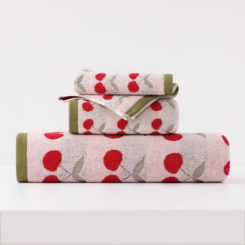 Cherry Cotton Towel Set – Face, Wash & Bath Towels