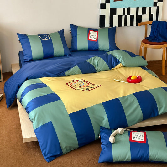 Colorblock Stripe Bedding Set – Long-Staple Cotton