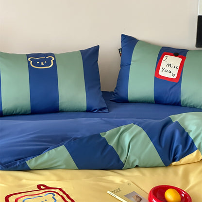 Colorblock Stripe Bedding Set – Long-Staple Cotton