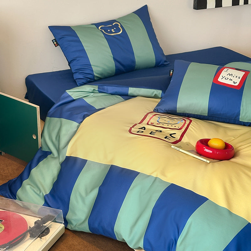 Colorblock Stripe Bedding Set – Long-Staple Cotton