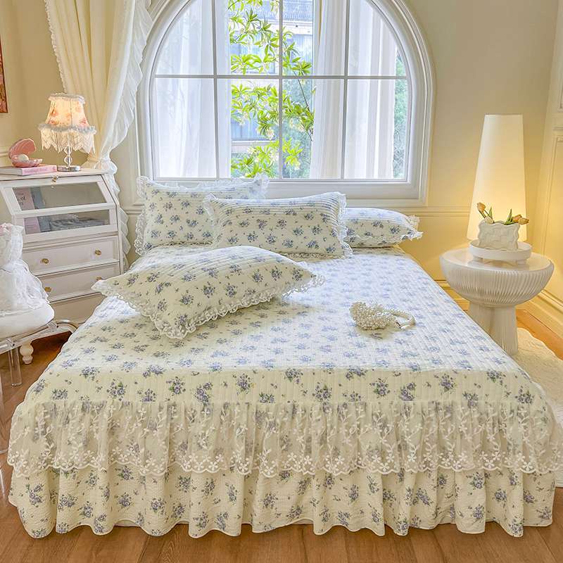 cotton bed skirt set