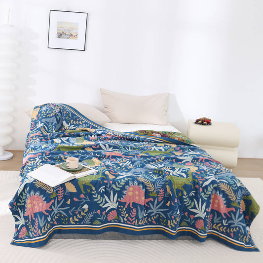 Dinosaur Kids Throw Blanket — Cotton Jacquard