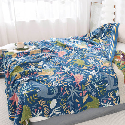 Dinosaur Kids Throw Blanket — Cotton Jacquard