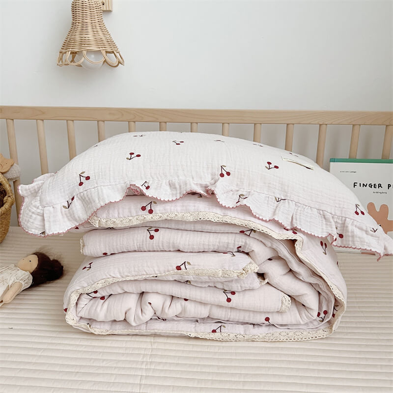 Cherry Baby Quilt – Cotton Muslin