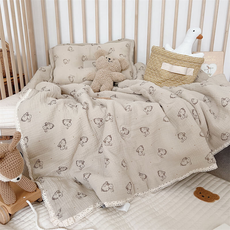 Cotton-baby-quilt-and-pillow-set-with-bunnies