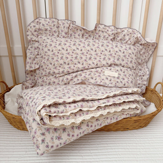 Lavender Garden Kids Comforter Set with ruffled pillowcase