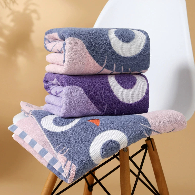 Cute Cat Bath Towel Set – 100% Cotton