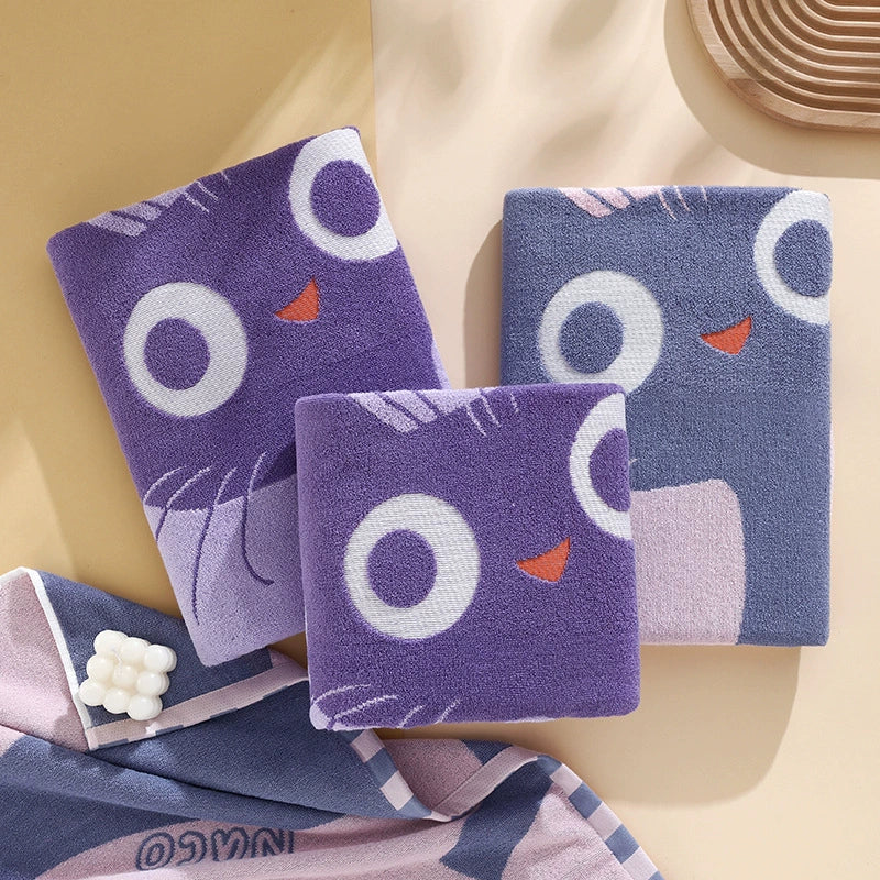 Cute Cat Bath Towel Set – 100% Cotton