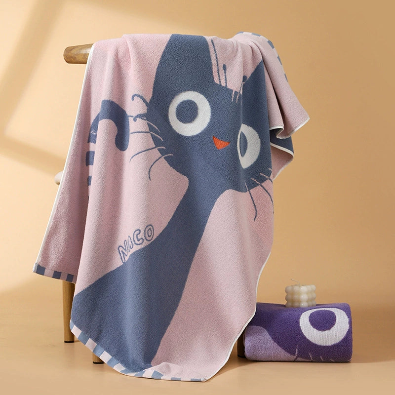 Cute Cat Bath Towel Set – 100% Cotton