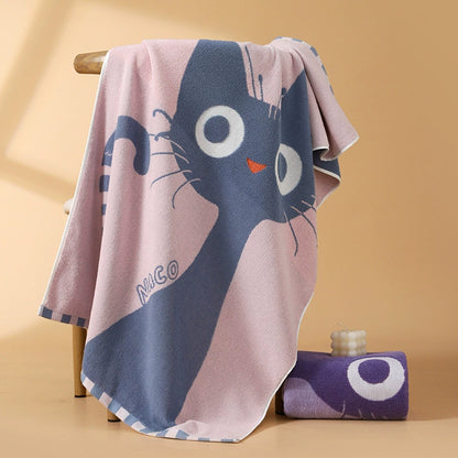 Cute Cat Bath Towel Set – 100% Cotton
