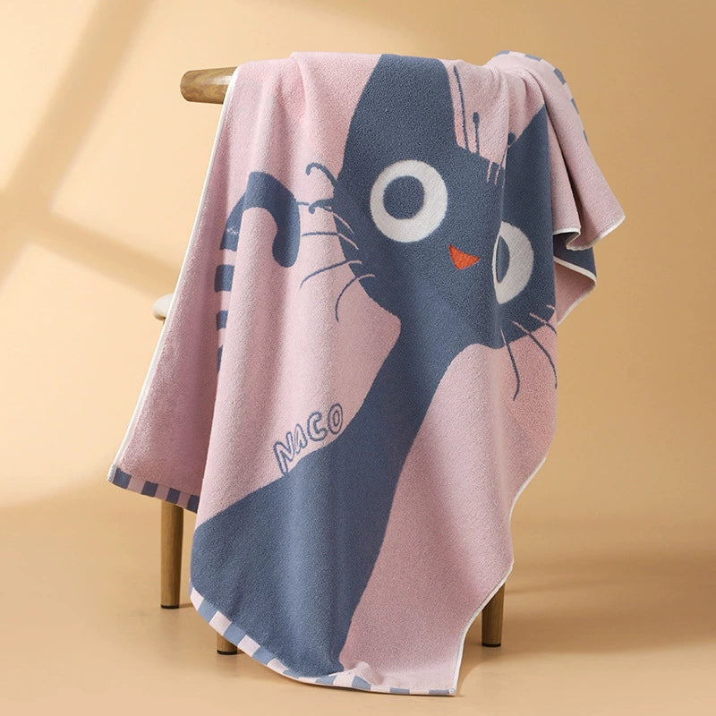 Cute Cat Bath Towel Set – 100% Cotton
