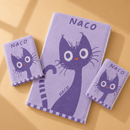 Cute Cat Bath Towel Set – 100% Cotton