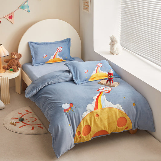 Cute Flannel Kids Duvet Cover Set