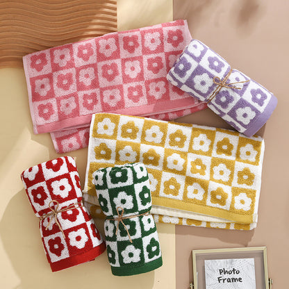 Daisy Checkerboard Bath Towel Set – 100% Cotton