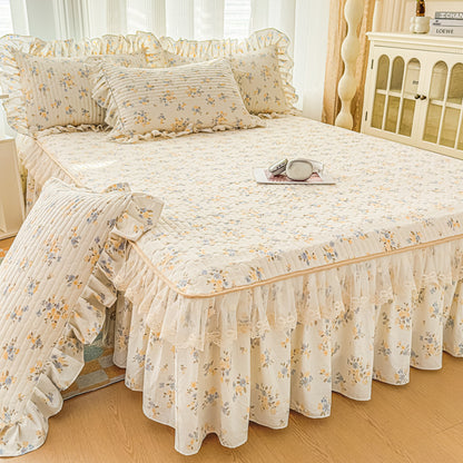 Floral Bed Skirt with Lace Trim