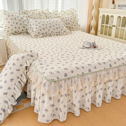 Floral Bed Skirt with Lace Trim