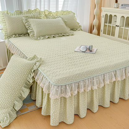 Floral Bed Skirt with Lace Trim