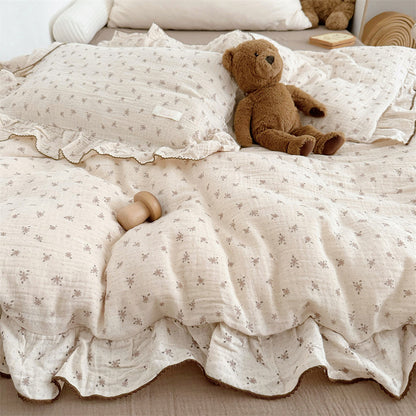 Modern cotton ruffle bedding set