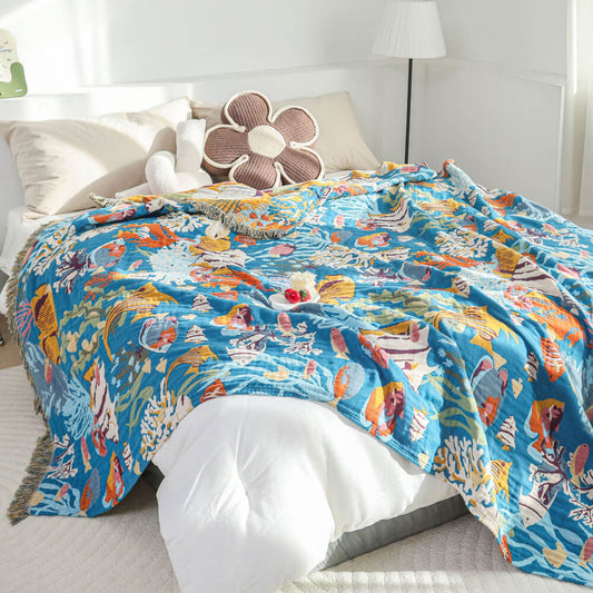 Ocean Dreams Throw Blanket for Kids – Reversible Jacquard