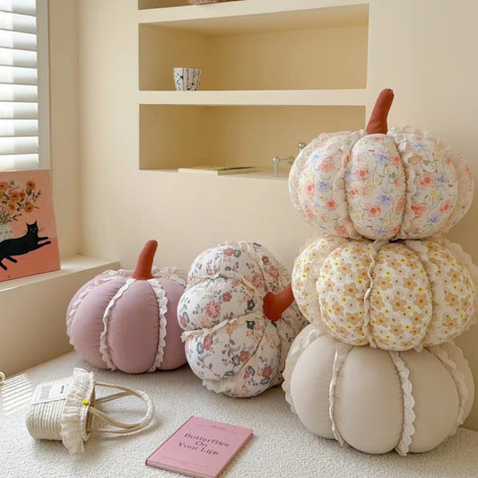 Pumpkin Decorative Pillow with Lace Trim