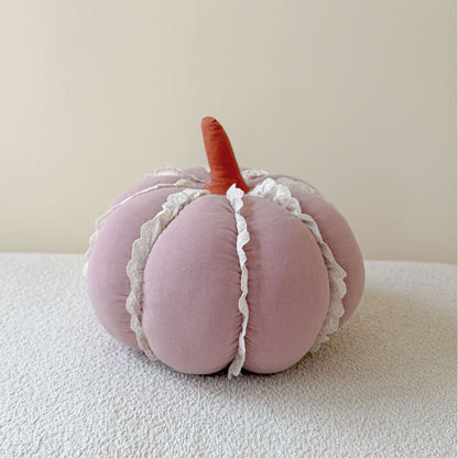 Pumpkin Decorative Pillow with Lace Trim