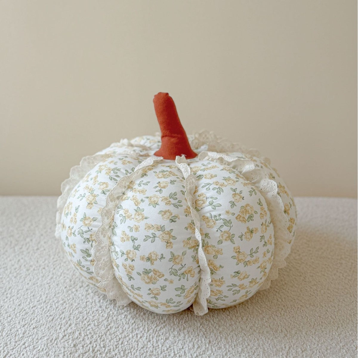 Pumpkin Decorative Pillow with Lace Trim