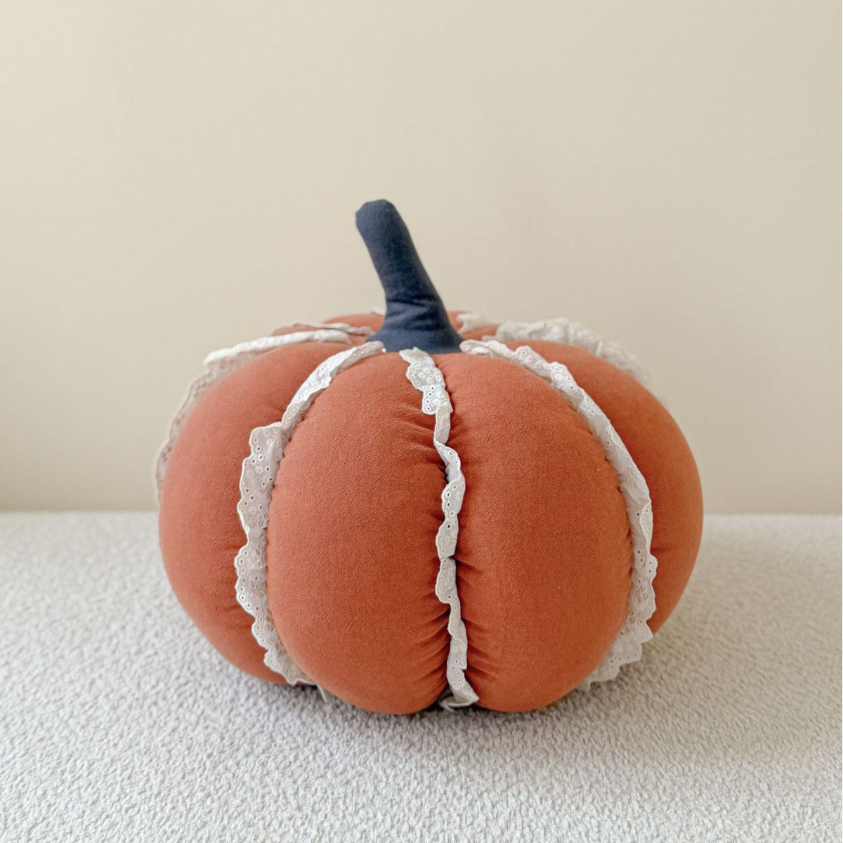 Pumpkin Decorative Pillow with Lace Trim