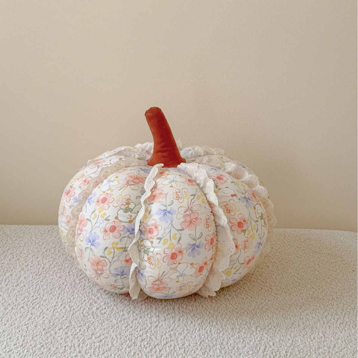 Pumpkin Decorative Pillow with Lace Trim