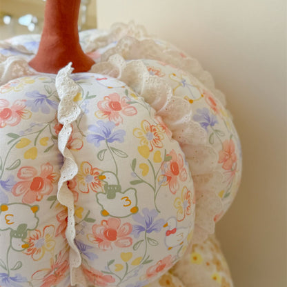 Pumpkin Decorative Pillow with Lace Trim