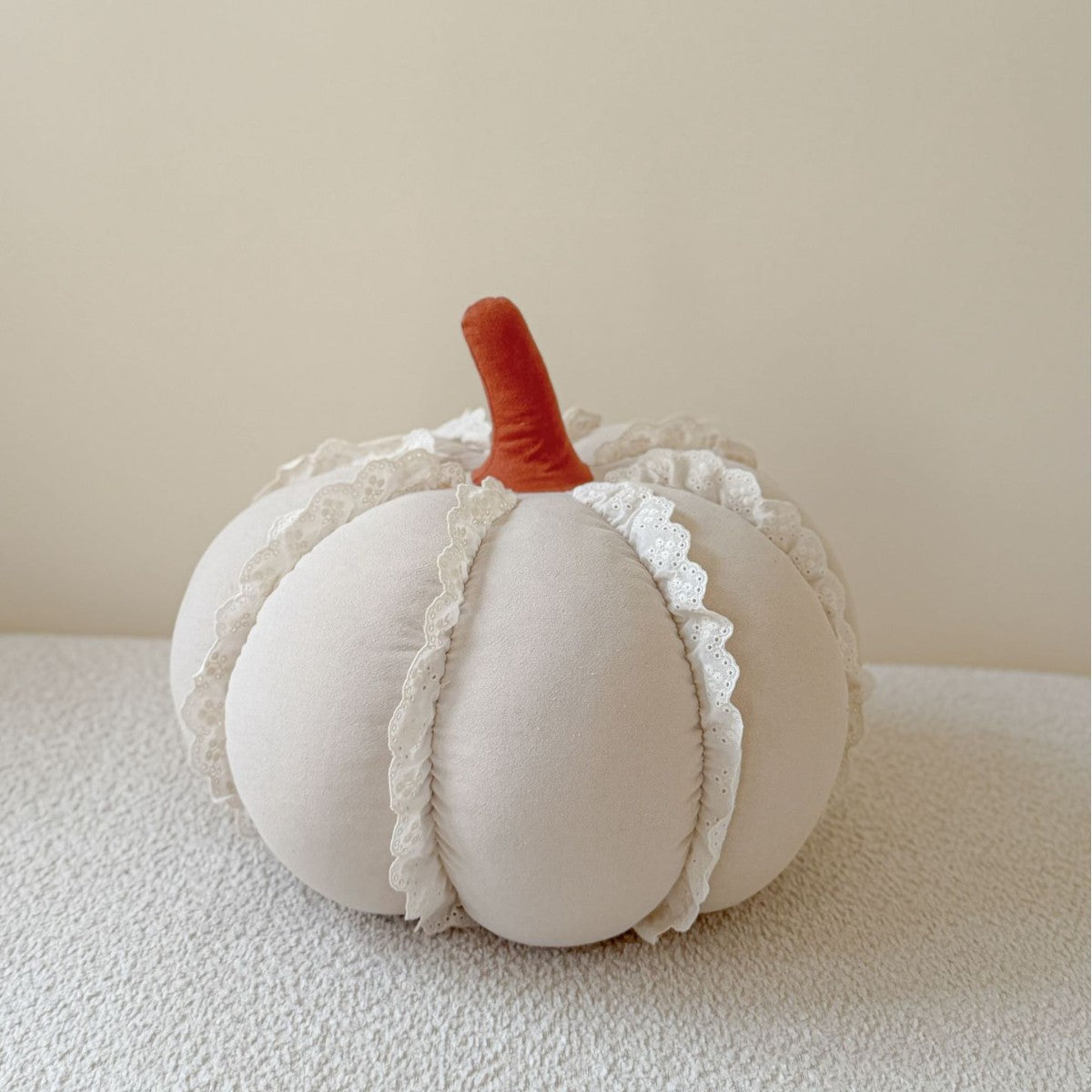 Pumpkin Decorative Pillow with Lace Trim