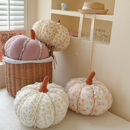 Pumpkin Decorative Pillow with Lace Trim