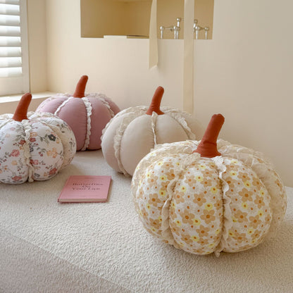 Pumpkin Decorative Pillow with Lace Trim