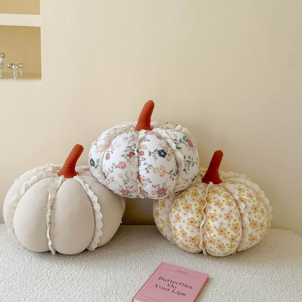 Pumpkin Decorative Pillow with Lace Trim