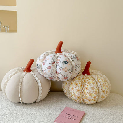 Pumpkin Decorative Pillow with Lace Trim