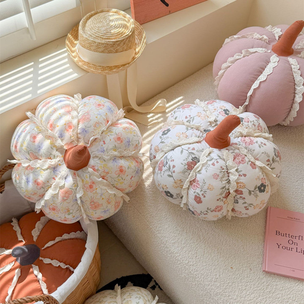 Pumpkin Decorative Pillow with Lace Trim