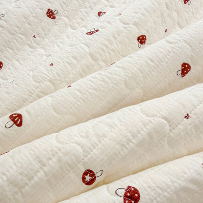 Quilted Ruffled Bed Skirt with Floral Lace Trim