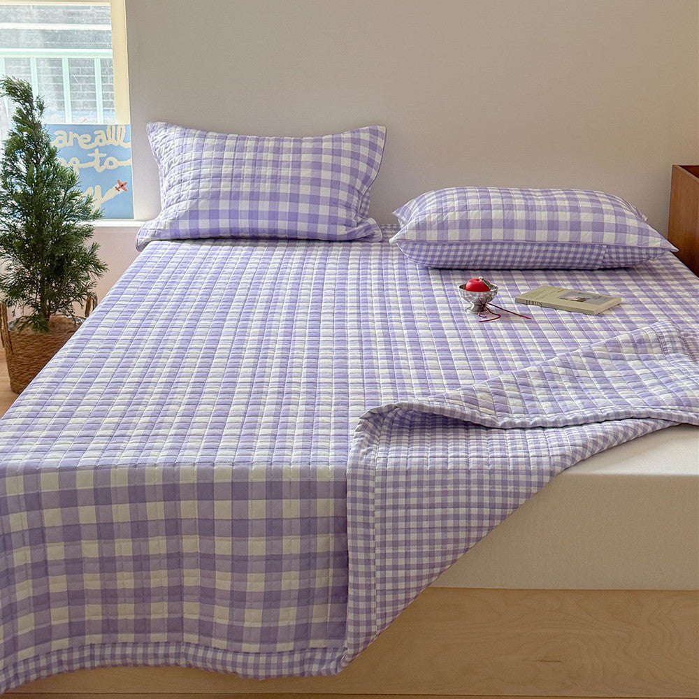 Reversible Gingham Cotton Quilt Set